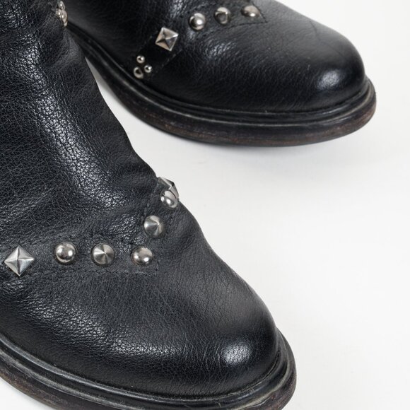 *SOLD* Miu Miu Black Leather Studded Biker Boots - Picture 6 of 12